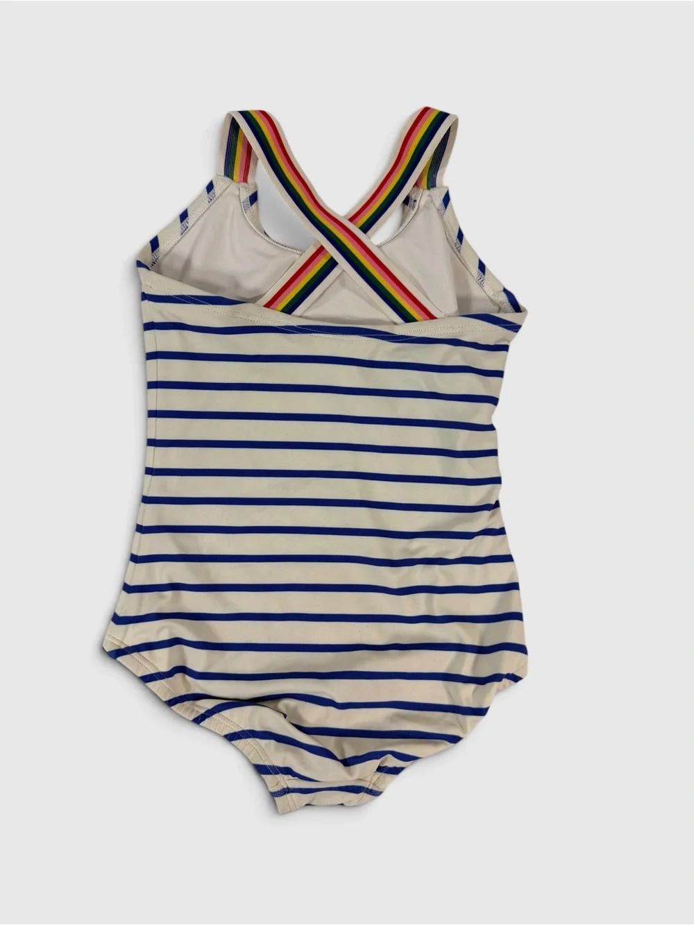 Hanna Andersson Girls 4 Rainbow Stripe One Piece Swimsuit Crossback